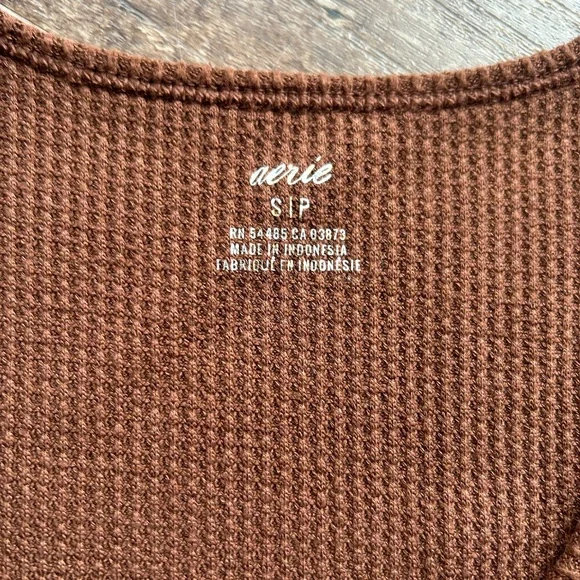 Aerie Brown waffle Wrap Top size small - Picture 2 of 4